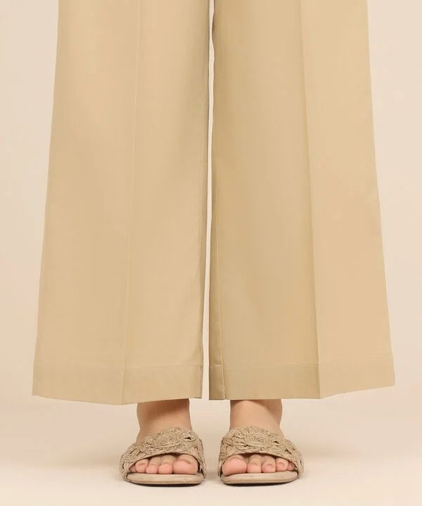 Wide Leg Cotton Plazzo For Women – WLCP (Beige)