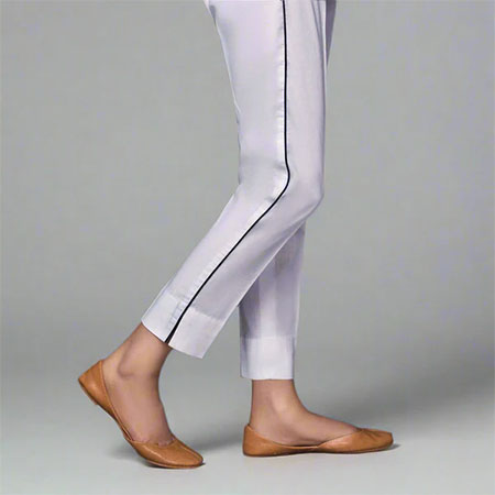 Straight Cotton Pants with Side Dori Piping – SCPD (White)