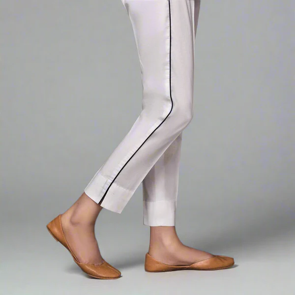 Straight Cotton Pants with Side Dori Piping – SCPD (Off White)